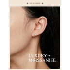 Radiant Moissanite Stud Earrings | D Color Round Cut 925 Silver Gold Plated