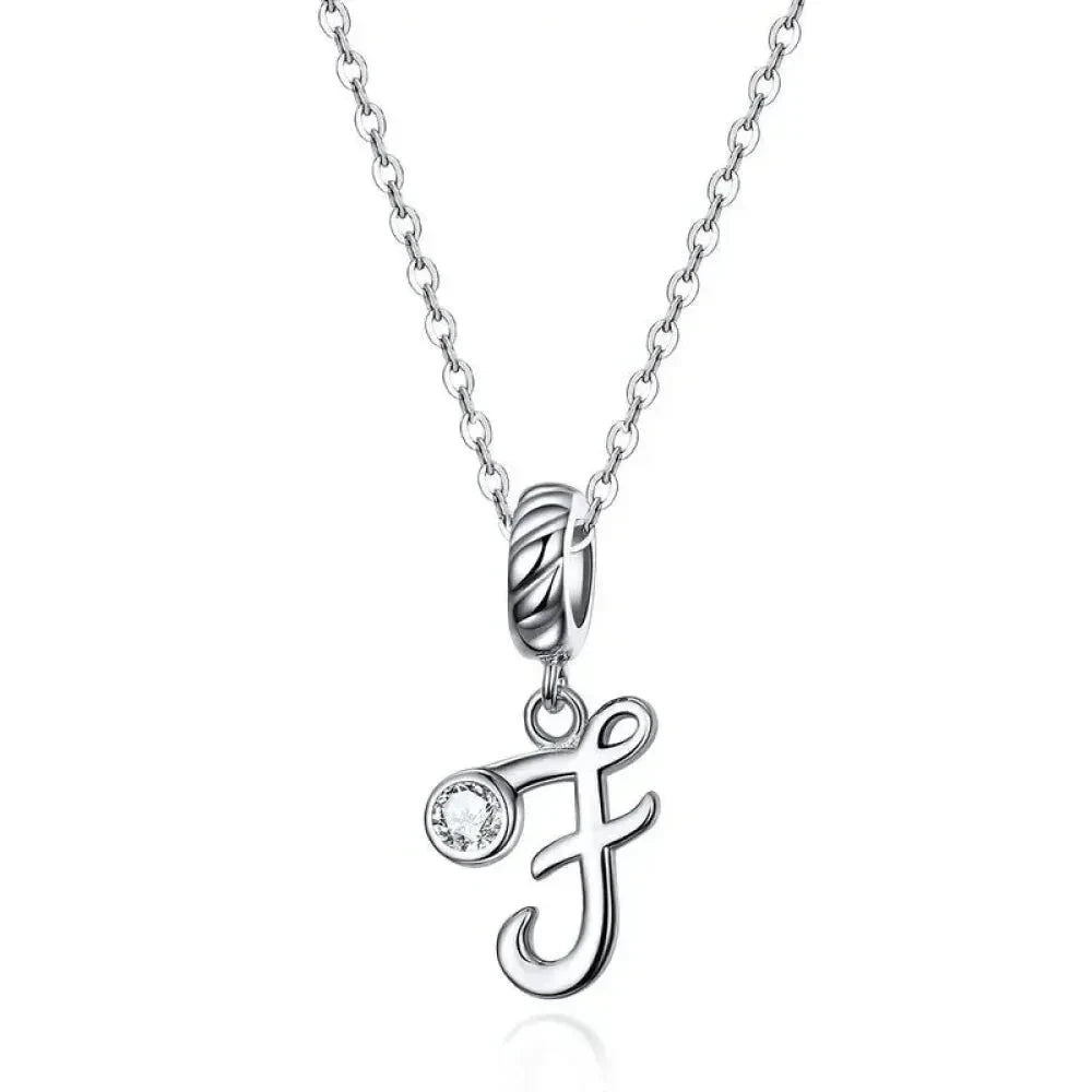 Chic and Timeless 925 Sterling Silver Initial Pendant Necklace | Platinum Plated Vintage Letter A to Z | Women’s Fine