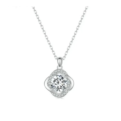 Lucky Clover 1ct Moissanite Sterling Silver Pendant Necklace - Necklaces