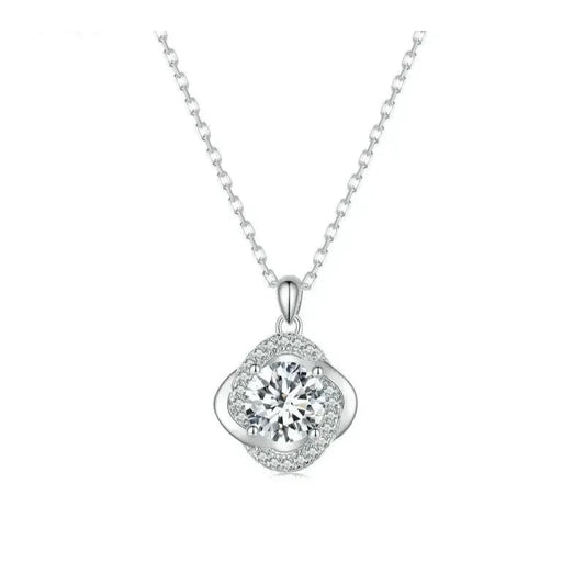 Lucky Clover 1ct Moissanite Sterling Silver Pendant Necklace - Necklaces