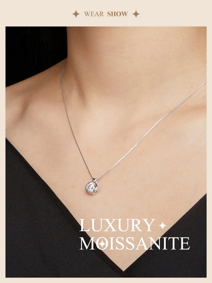 Timeless Elegance: 1.0 Carat Moissanite Sterling Silver Little Heart Chain Pendant Necklace - Necklaces
