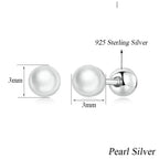 Charm And Elegance: 925 Sterling Silver Pearl Beads Screw Stud Earrings 3Mm