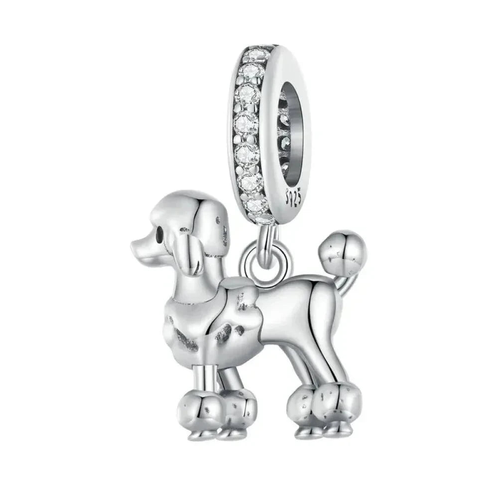 Genuine 925 Sterling Silver Pet Dog Charm for Bracelet - Poodle Dachshund Pendant - Bsc797 - Charms