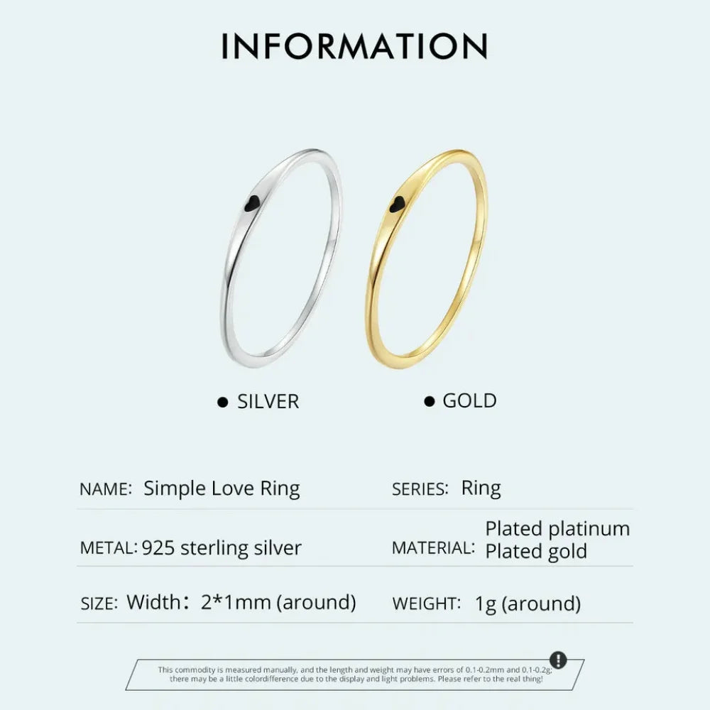 925 Sterling Silver Heart Wedding Band - Symbol of Love Stackable Promise Ring in 2 Colors (Size 5-10) - Rings