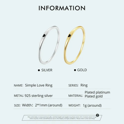 925 Sterling Silver Heart Wedding Band - Symbol of Love Stackable Promise Ring in 2 Colors (Size 5-10) - Rings