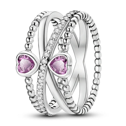 Double Heart Infinity Sterling Silver Ring - Rings