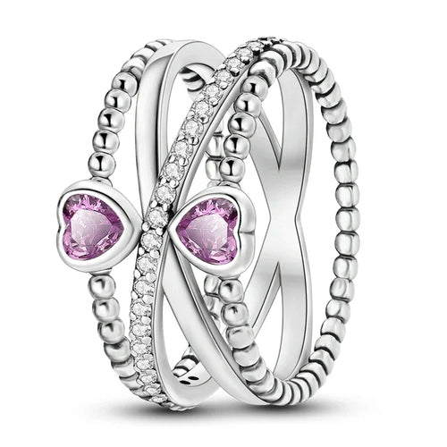 Double Heart Infinity Sterling Silver Ring Rings