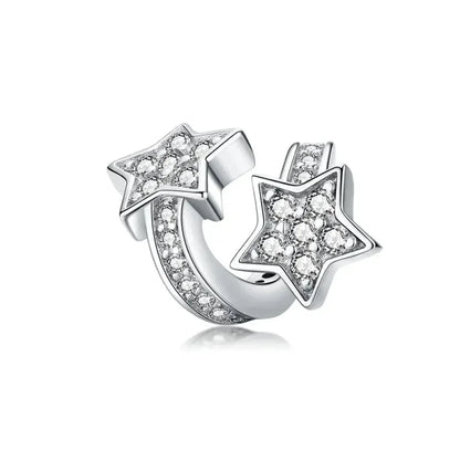 925 Sterling Silver Clear 5A Crystal Collection Family Heart Cross Charm Beads for Bracelet & Necklace Pendant
