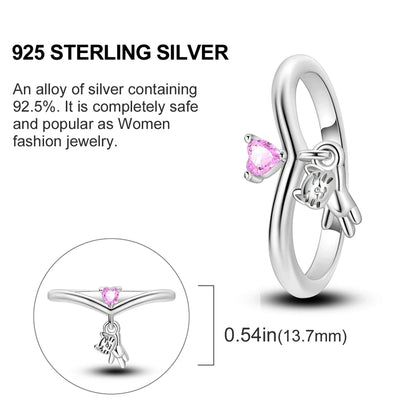 Playful Cat Heart Sterling Silver Ring - Rings