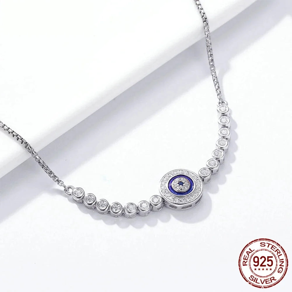 Shimmering Evil Eye Sterling Silver Tennis Bracelet - Bracelets