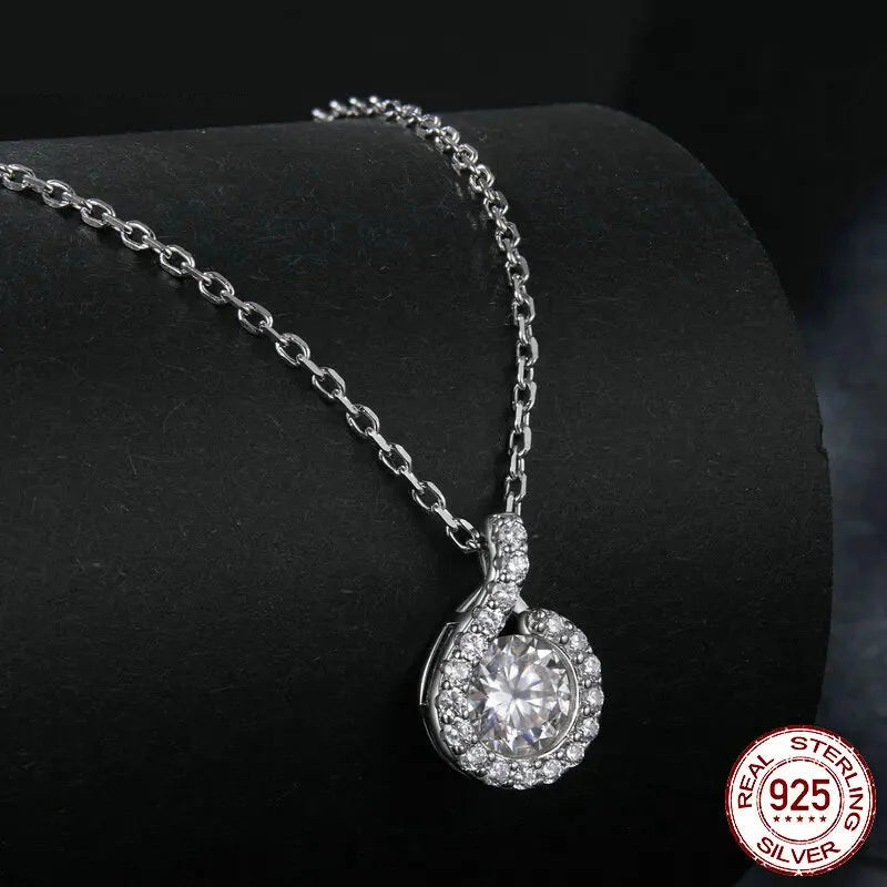 Dazzling 1ct Moissanite Sterling Silver Pendant Necklace - Necklaces