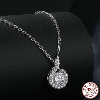 Dazzling 1ct Moissanite Sterling Silver Pendant Necklace - Necklaces