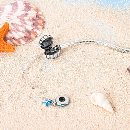 Coastal Sterling Silver Charm Bracelet With Sparkling Seashell - Bracelets