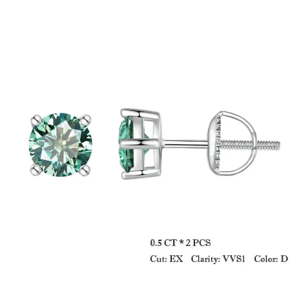 Breathtaking Moissanite Heart Stud Earrings | 925 Sterling Silver - Green 0.5Ct X 2