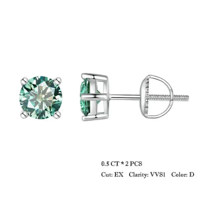 Breathtaking Moissanite Heart Stud Earrings | 925 Sterling Silver - Green 0.5Ct X 2