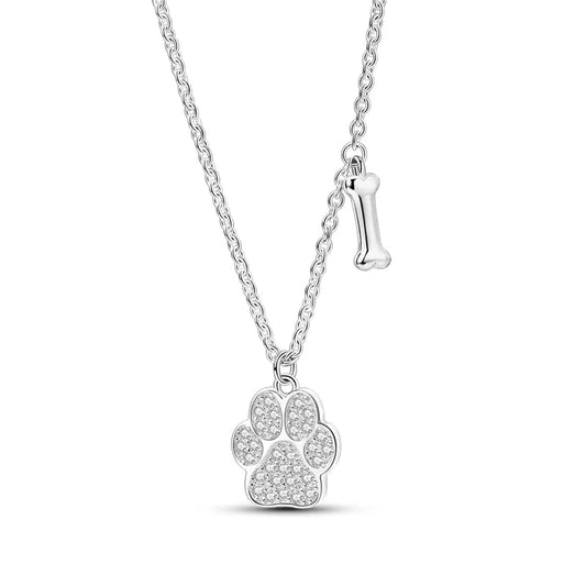 Pawsitively Precious Sterling Silver Paw Print Pendant Necklace - Necklaces