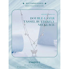 925 Sterling Silver Double layer Tassel Butterfly Pendant Necklace for Women Elegant Fine jewelry Necklaces