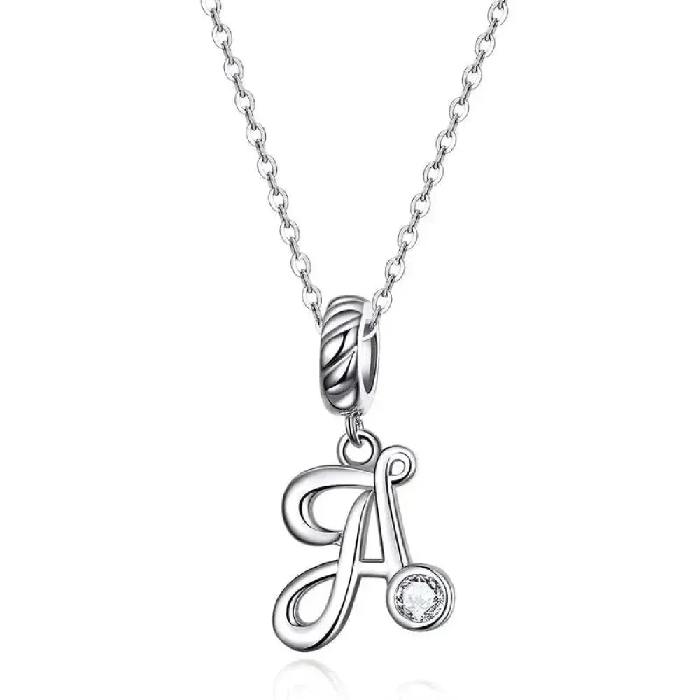 Chic And Timeless 925 Sterling Silver Initial Pendant Necklace | Platinum Plated Vintage Letter A To Z | Women’S Fine