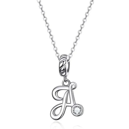 Chic and Timeless 925 Sterling Silver Initial Pendant Necklace | Platinum Plated Vintage Letter A to Z | Women’s Fine