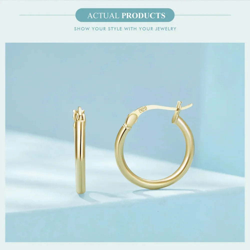 14K White Gold-Plated 925 Sterling Silver Hoop Earrings - Stylish and Hypoallergenic jewellery for Women