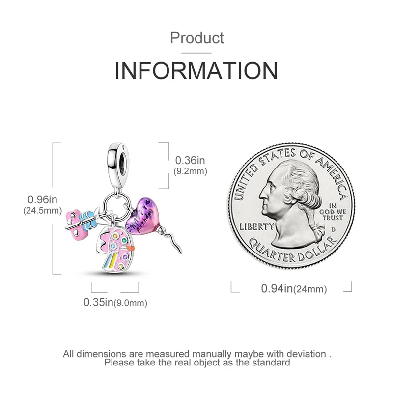 Festive Fun Sterling Silver Birthday Charm - Charms