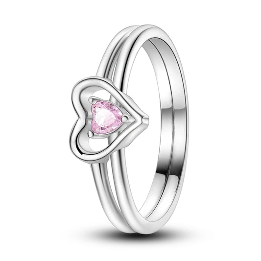 Delicate Double Heart Sterling Silver Ring - Rings