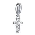 925 Sterling Silver Clear 5A Crystal Collection Family Heart Cross Charm Beads For Bracelet & Necklace Pendant Bsx003 L