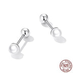 Charm And Elegance: 925 Sterling Silver Pearl Beads Screw Stud Earrings