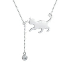 Breathtaking 925 Sterling Silver Cat Necklace | Elegant Pendant Collarbone Jewelry Scn232 In 3 Colors Necklaces