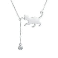 Breathtaking 925 Sterling Silver Cat Necklace | Elegant Pendant Collarbone Jewelry Scn232 In 3 Colors Necklaces