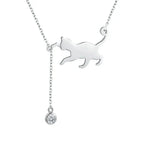 Breathtaking 925 Sterling Silver Cat Necklace | Elegant Pendant Collarbone Jewelry Scn232 In 3 Colors Necklaces