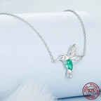 Elegant Sterling Silver Hummingbird Pendant Necklace Necklaces