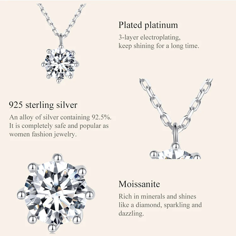 Dazzling 0.8ct Moissanite Sterling Silver Pendant Necklace - Necklaces