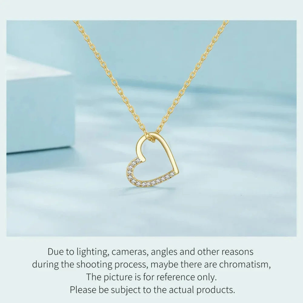 Genuine 925 Sterling Silver The Shape of Love Chain Necklace for Women - Fine jewellery 18.11’’ Collar - Necklaces
