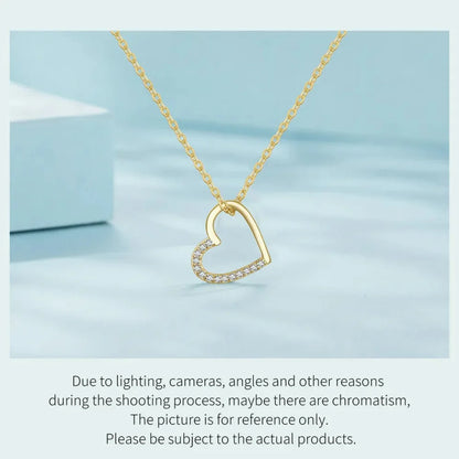 Genuine 925 Sterling Silver The Shape of Love Chain Necklace for Women - Fine jewellery 18.11’’ Collar - Necklaces