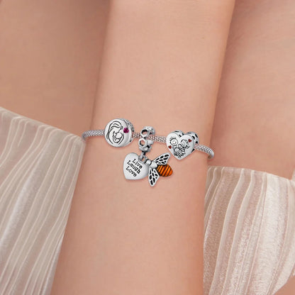 925 Sterling Silver Maternal Love Charm DIY - Touching Baby Feet Pendant for Bracelet - Charms