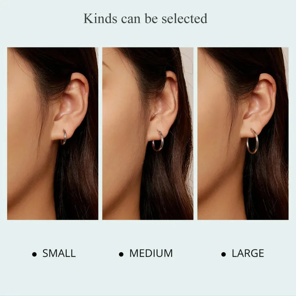 14K White Gold-Plated 925 Sterling Silver Hoop Earrings - Stylish and Hypoallergenic jewellery for Women