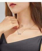 Soar with Style: Blue Zircon Korean Style Sterling Silver Butterfly Necklace Necklaces
