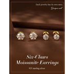 Radiant Moissanite Stud Earrings | D Color Round Cut 925 Silver Gold Plated