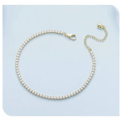 Exquisite 925 Sterling Silver Adjustable Tennis Bracelet - Platinum Plated with Clear 3mm Cubic Zirconia - Bracelets