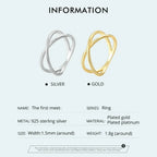 Breathtaking 14K Gold Plated X Ring Elegant Minimalist 925 Sterling Silver Cross For Women Promise Jewelry Scr543 Rings