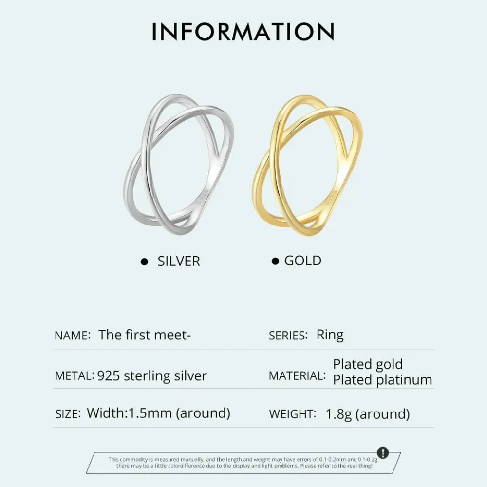 Breathtaking 14K Gold Plated X Ring - Elegant Minimalist 925 Sterling Silver Cross for Women - Promise jewellery SCR543