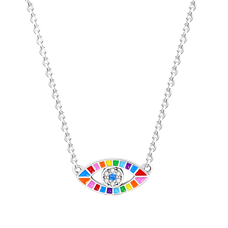 Rainbow Evil Eye Sterling Silver Pendant Necklace - Necklaces