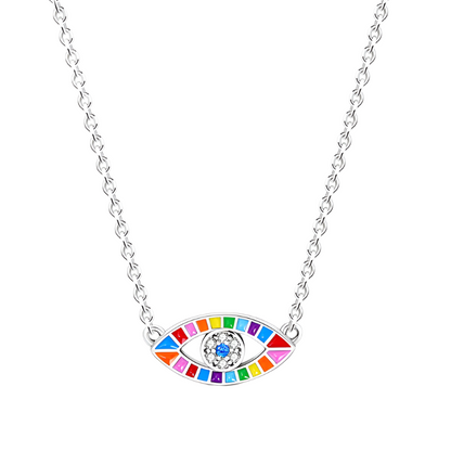 Rainbow Evil Eye Sterling Silver Pendant Necklace - Necklaces