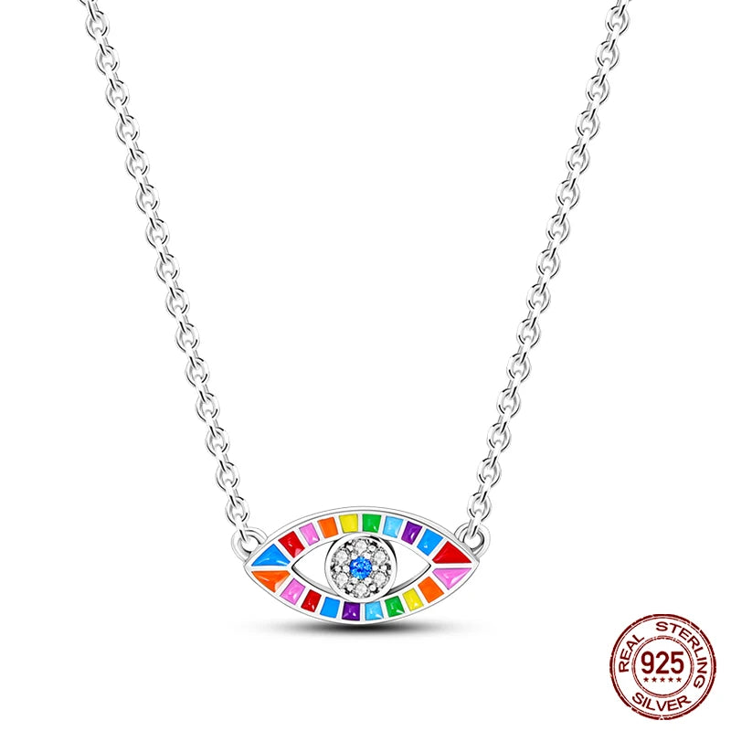 Rainbow Evil Eye Sterling Silver Pendant Necklace - Necklaces