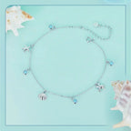 925 Sterling Silver Seastar And Shell Pendant Anklet | Simple Chain Foot Jewelry For Women | Platinum Plated Summer