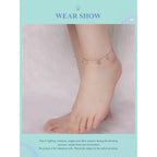 925 Sterling Silver Seastar And Shell Pendant Anklet | Simple Chain Foot Jewelry For Women | Platinum Plated Summer