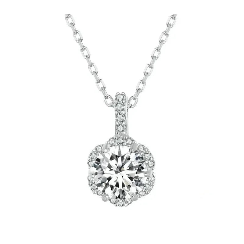 Petal Perfection 1ct Moissanite Sterling Silver Pendant Necklace - Necklaces