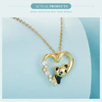 925 Sterling Silver Baby Panda Crystal Necklace | Enamel Cute Animal Charm Chain Link | Women’S Gift 17.71’’ Scn453
