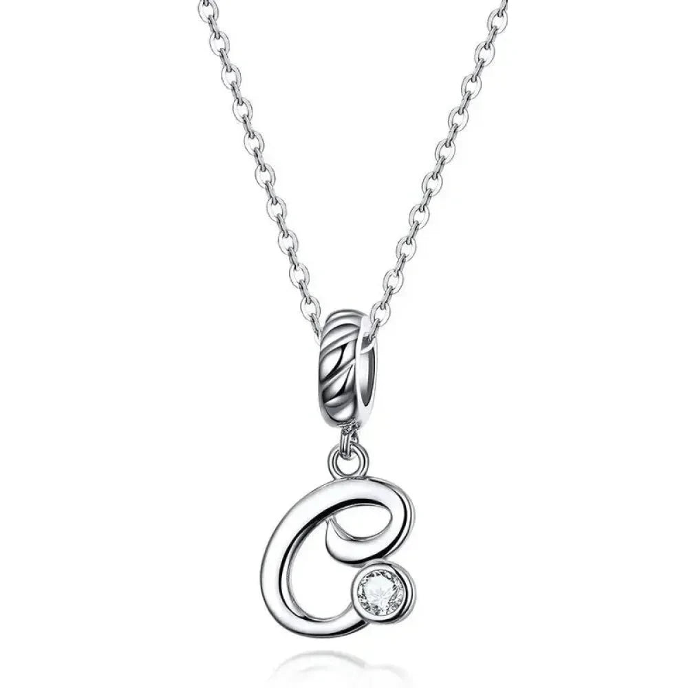 Chic and Timeless 925 Sterling Silver Initial Pendant Necklace | Platinum Plated Vintage Letter A to Z | Women’s Fine